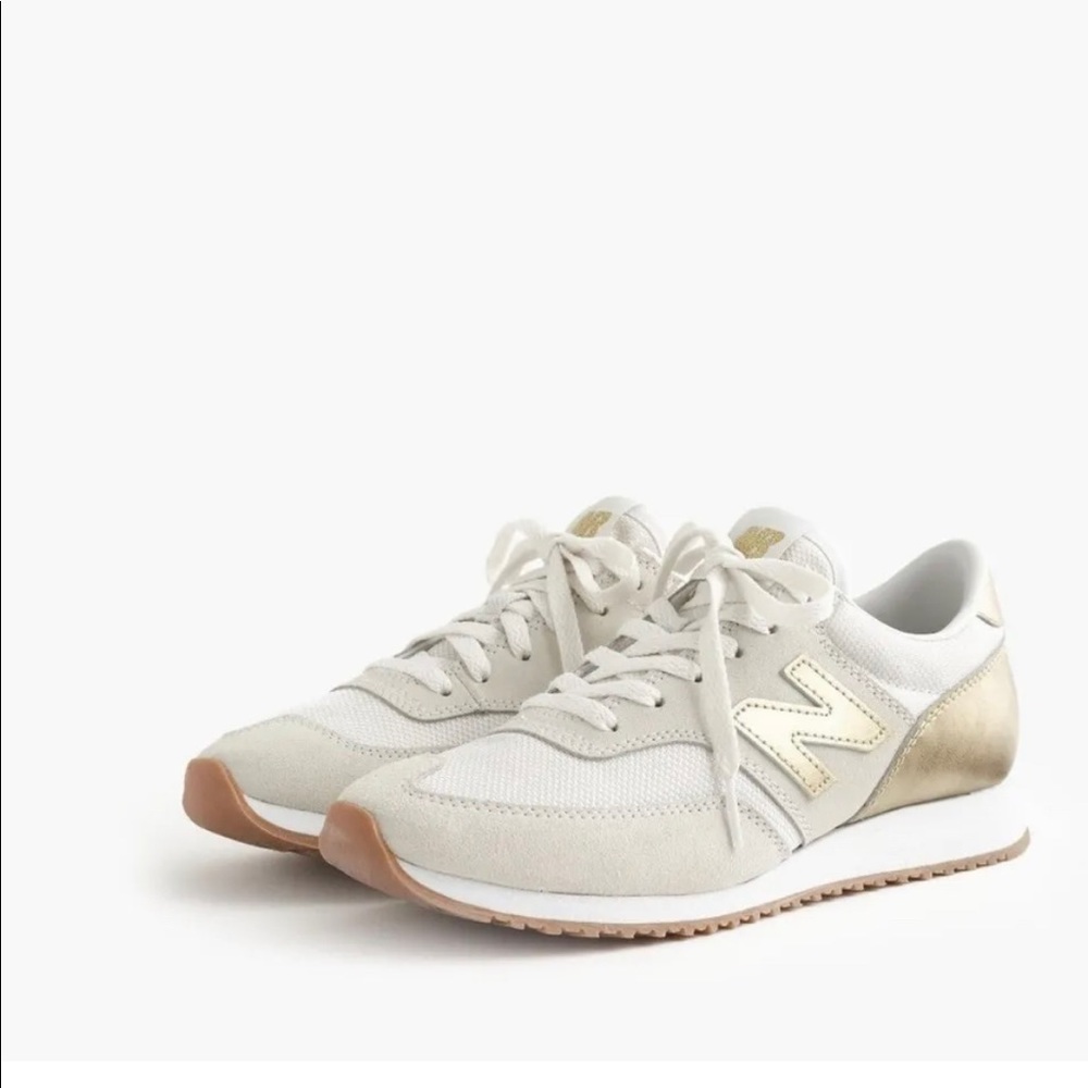 JCrew New Balance White + Gold Sneaker Sz 6.5 NIB